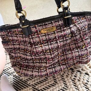 Coach Black and Multicolor Tweed Shoulder Bag